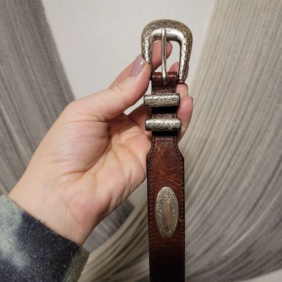 Latigo Silver Studded Belt Sz 32/80 - Picture 2 of 4